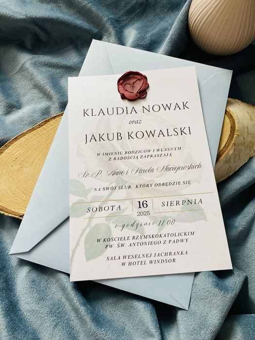 Zaproszenie jednokartkowe z kwiatem