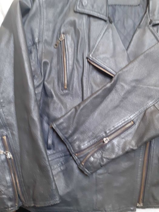 Czarna skórzana (naturalna) kurtka, ramoneska r.L/XL