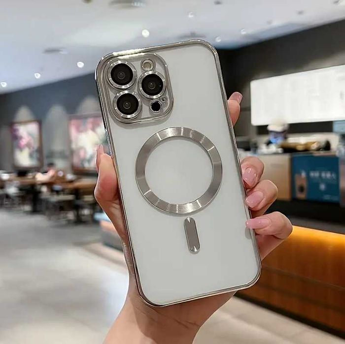 Силіконовий Прозорий чохол MagSafe для iPhone захисним склом для камер