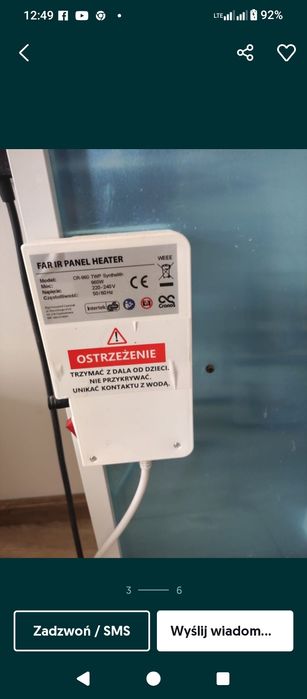 Panele ścienne na podczerwień 4 sztuki na chodzie używane przez 2 lata