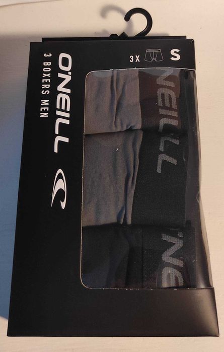 3x BOKSERKI męskie O’Neill Plain | Bawełniane, Grey/Black, Rozmiar S
