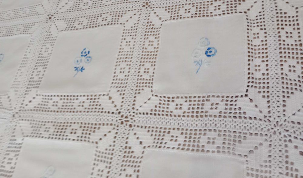 Antiguidades Toalha Luxo Linho Puro, artesanal Med. 2,20 X 1,60 Metros