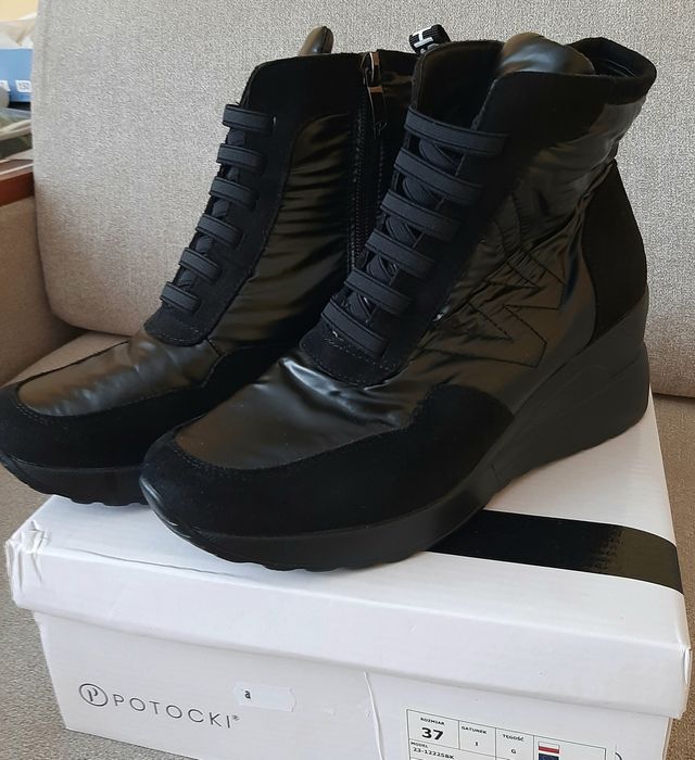Potocki sneakersy botki na koturnie lekkie 37 Nowe