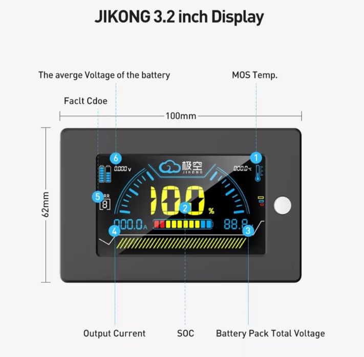 Дисплей JIKONG 3.2 Для BMS LCD монітор lifepo4