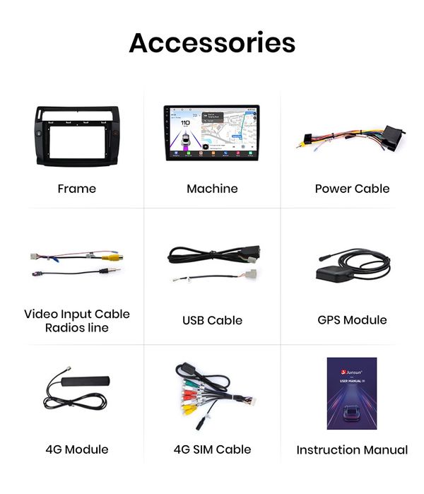 Rádio 9" android Citroen C4 2004 a 2014 WIFI GPS Novo