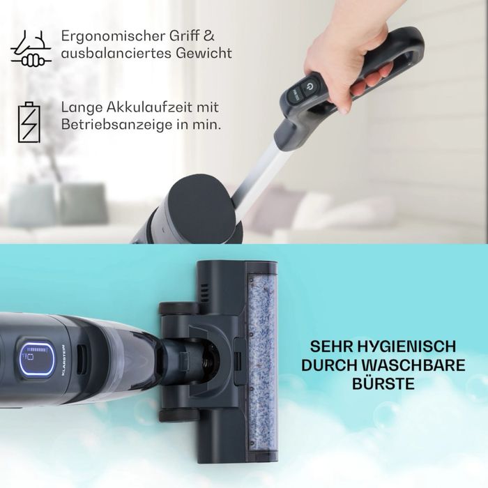 Пилесос на акамуляторі для сухого та волого прибирання Klarstein