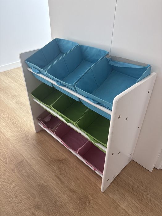 Organizador infantil com 9 caixas coloridas – ideal para brinquedos/livros