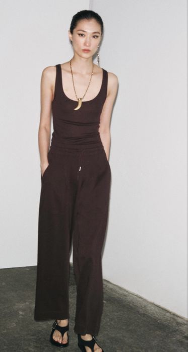 Широкі трикотажні штани с защіпами Zara