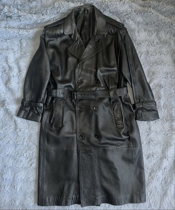 Чоловічий шкіряний тренч