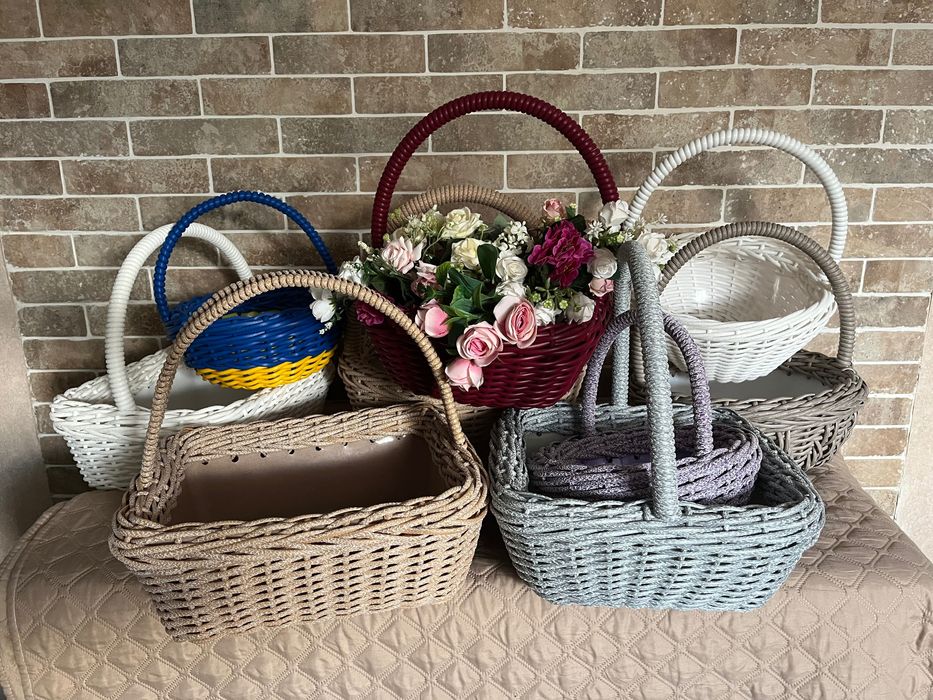 Кашпо з ротангу для квітів 5л-35л. Плетена корзина, підвісні кашпо.