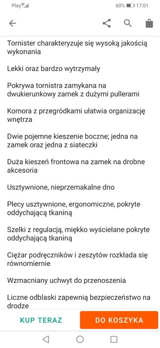 Plecak, Tornister ergonomiczny.