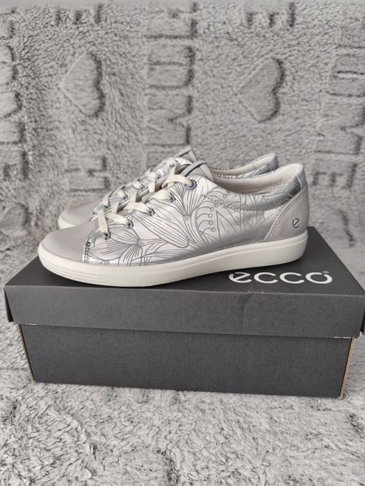 Sneakersy skórzane Ecco Soft 7 srebrne rozmiar 38