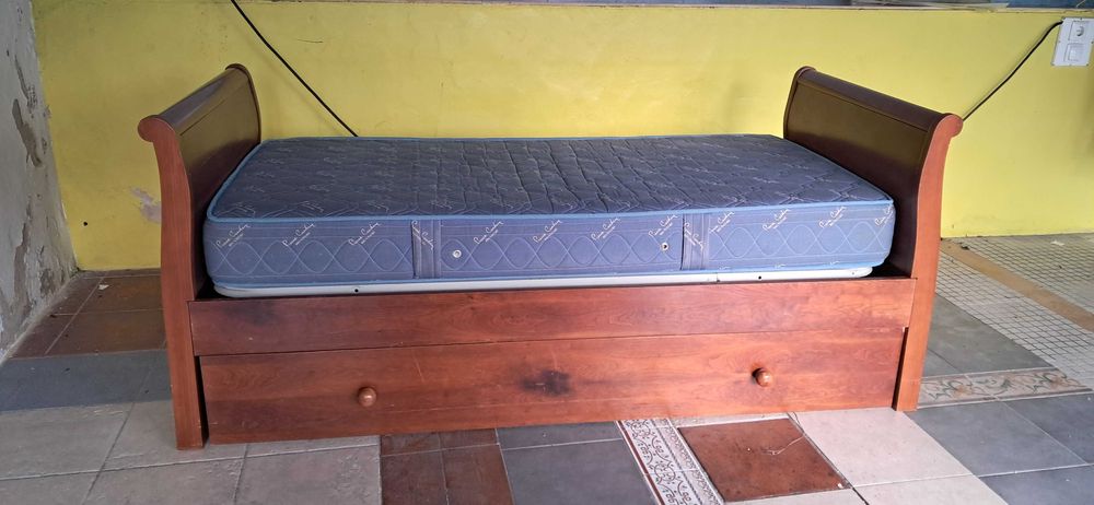 Cama solteiro barco estilo Império madeira