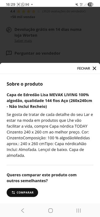 Capa de Edredon Casal 100% Algodão