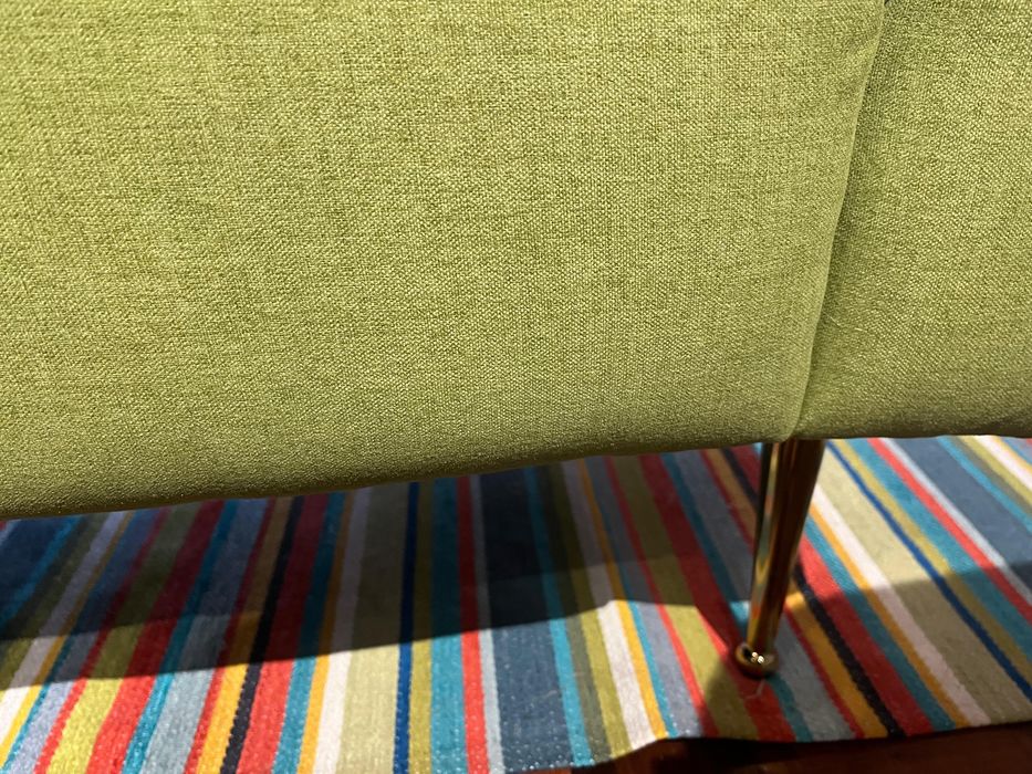 Sofá tecido verde e dourado como novo