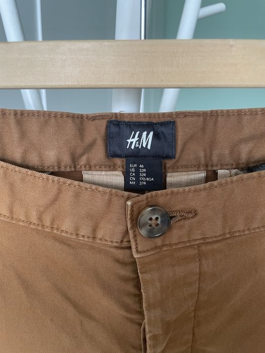 H&M spodnie męskie 46 32R brązowe chinosy bawełniane