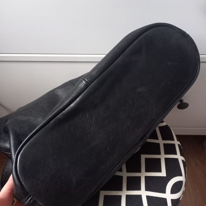 Torebka czarna worek shopper skóra naturalna