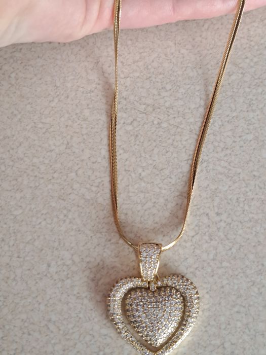 Piękna pozłacana bransoletka żmijka z sercem