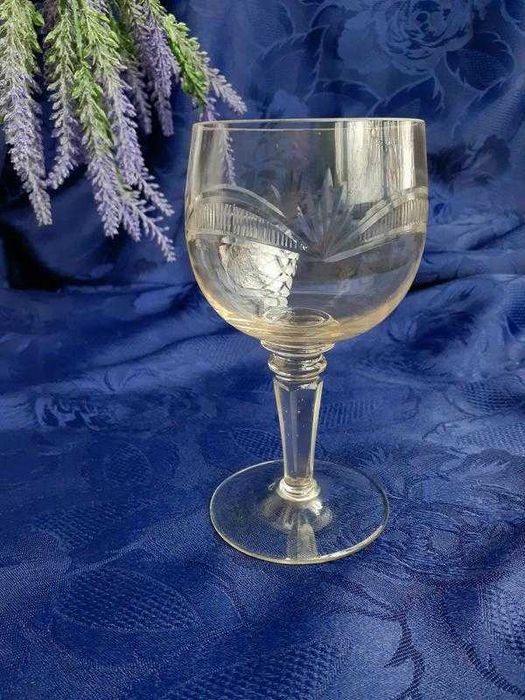 Мальцев! Бокал винный антик стекло алмазная грань линза высокий фужер