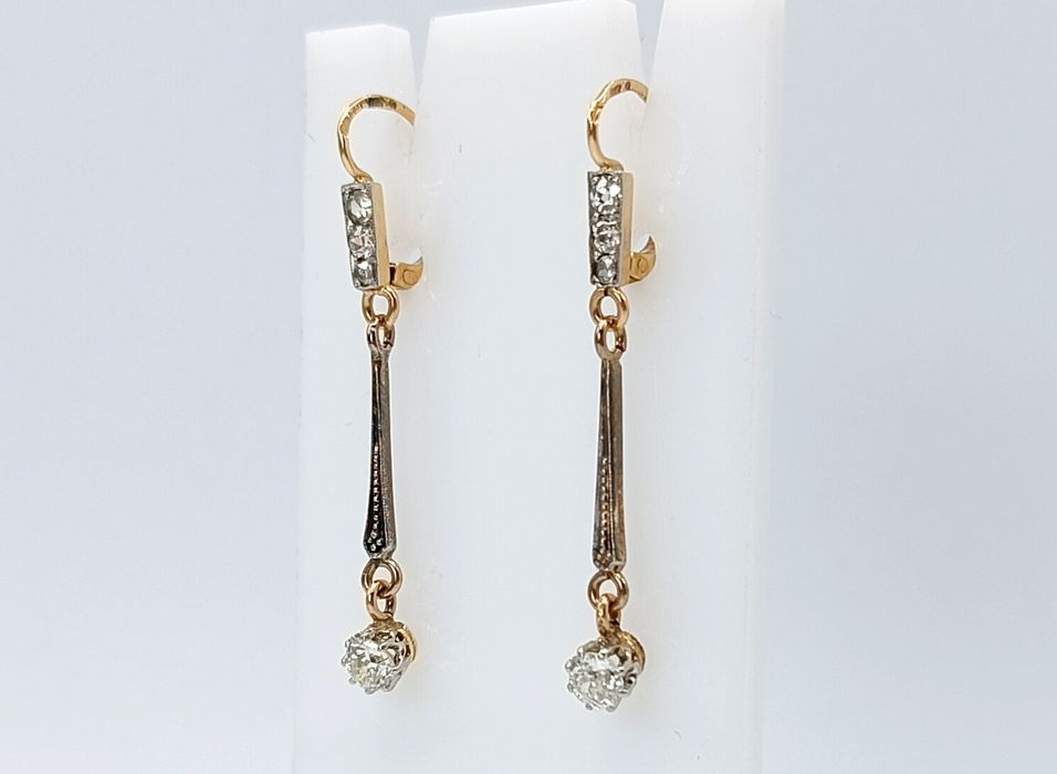 Старинные золотые серьги с бриллиантами