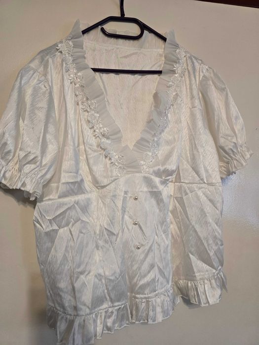 Elegancka retro koszula damska biała 3XL