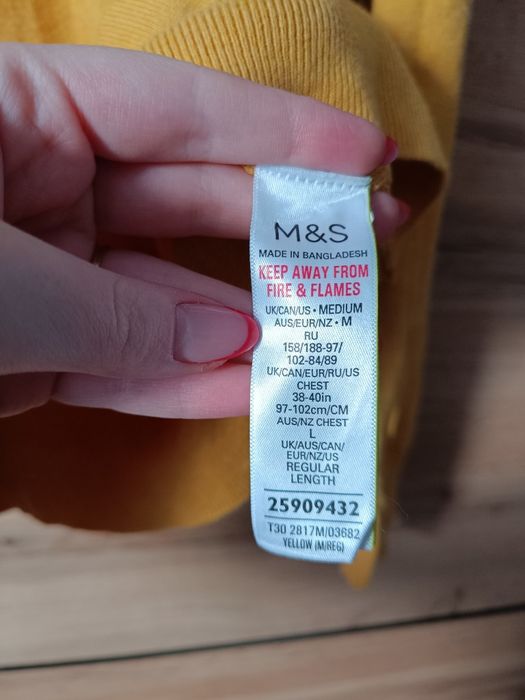 Elegancki sweter męski prążkowany dzianinowy M&S Collection bawełna M
