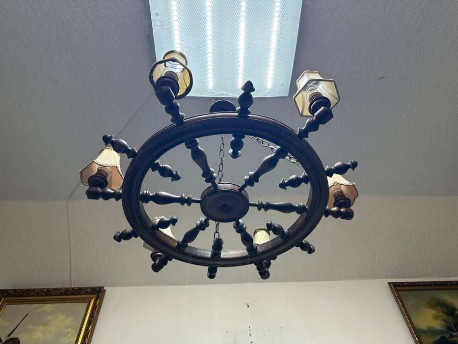 Люстра підвісна дерево світильник дуб на 6 ламп 7554