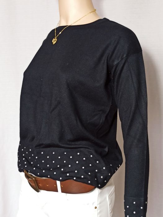Sg Czarny elegancki sweter 36 , S reserved zdobiony