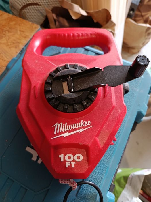 Nowa Taśma Miernicza 30m + Sznur Traserski Kreda MILWAUKEE 100 FT Nowe