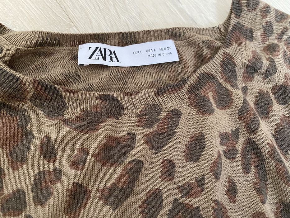 Тонкий светрик Zara з леопардовим принтом та довгими рукавами
