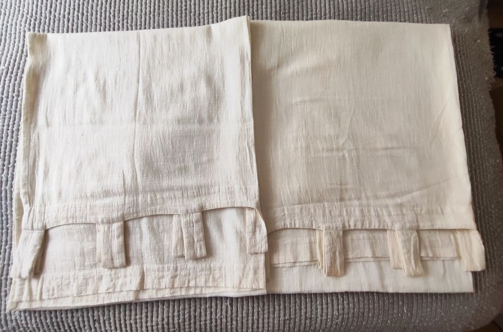 Cortinados algodão alinhado branco pérola