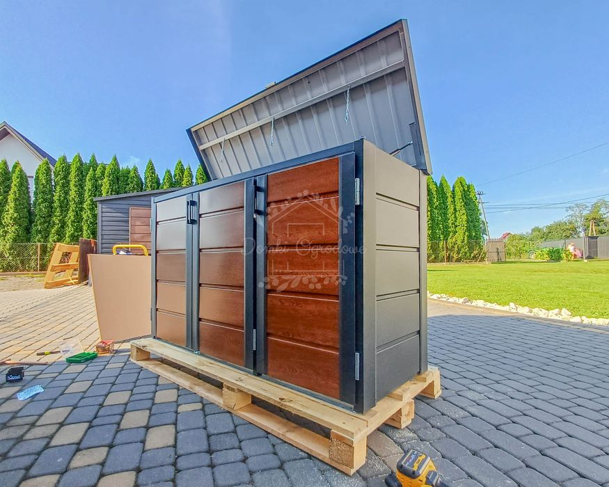 Zabudowa koszy na śmieci wiata  207x80x120 cm 3x240L Antracyt ID868
