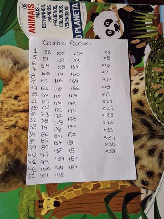 0,10€ cromos caderneta animais 2024 Venda/Troca