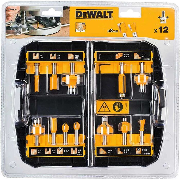 DeWALT DT90016 набiр фрез 8 мм 12 шт. у кейсi