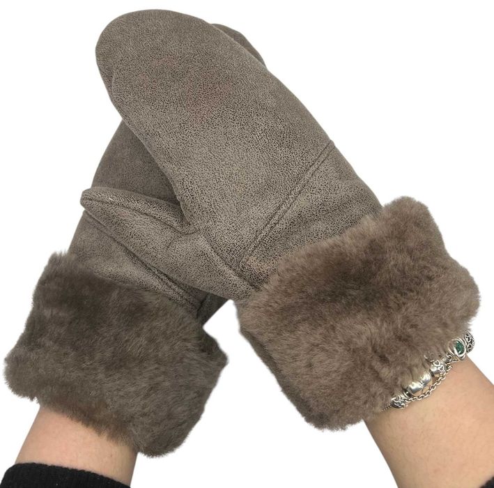 Góralskie Ciepłe Rękawiczki Skórzane Skóra Naturalna Wełna