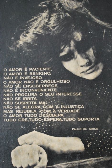 Quadro Antigo Poema "Ao Amor" de Paulo de Tarso - Medida: 34 x 44 cm