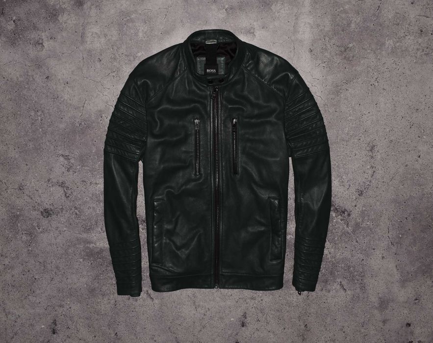 Hugo Boss Leather Bomber (Чоловіча Преміальна Шкіряна Куртка Бомбер )