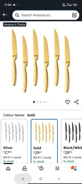 Conjunto de 8 facas luxuosas douradas de bife