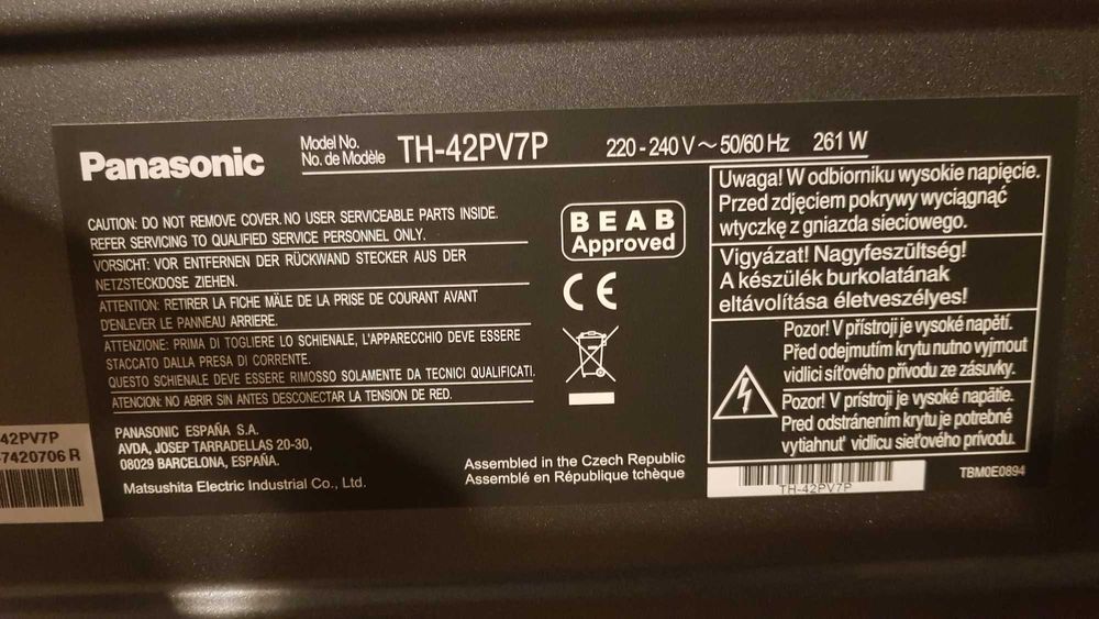 TV Panasonic TH-42PV7P
