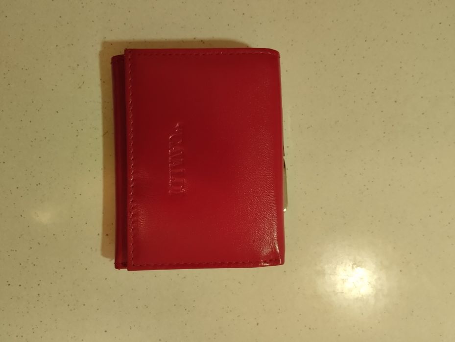 Czerwony portfel jak nowy CAVALDI skóra