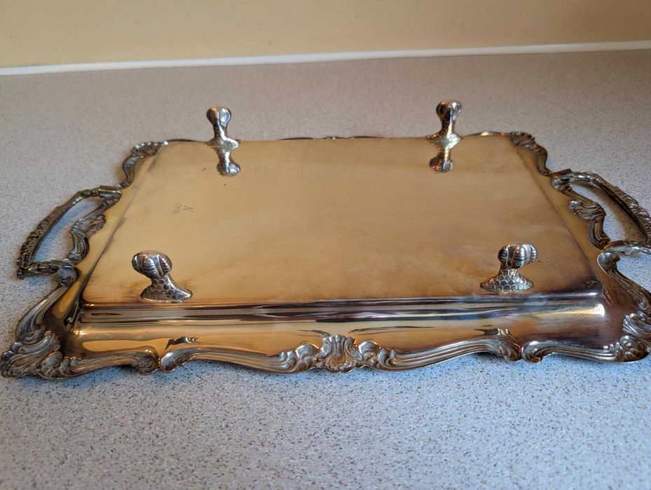 Taca srebrzona  sygnatura N  EPOB na nóżkach