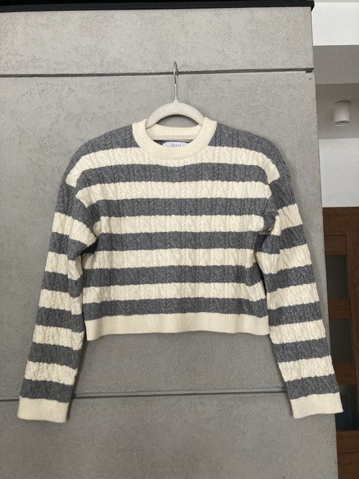 Sweter w paski zara warkocz