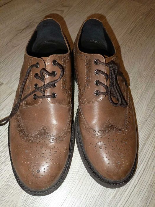 Zara: skórzane, brązowe półbuty męskie 43