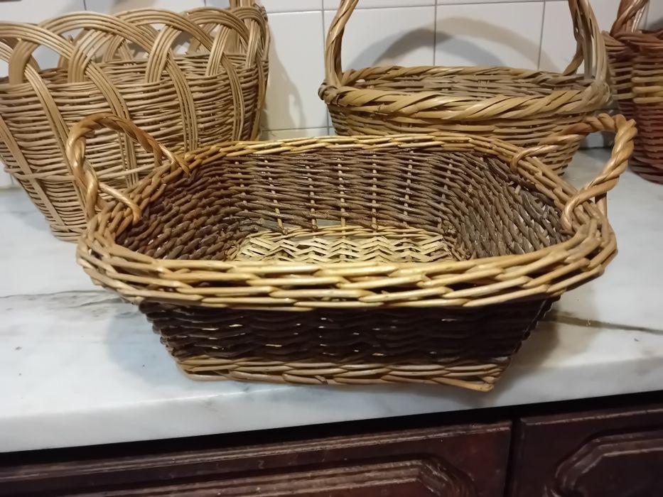 Conjunto de 4 Cestas em Verga Antigas