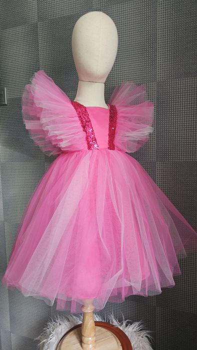 Дитяча рожева малинова пишна сукня Барбі Barbie святкова 4 5 6 7 8 9 р