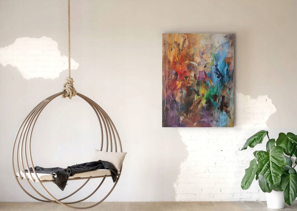 Obraz na płótnie "Abstrakcyjne Linie i Kolory" 75x100 cm