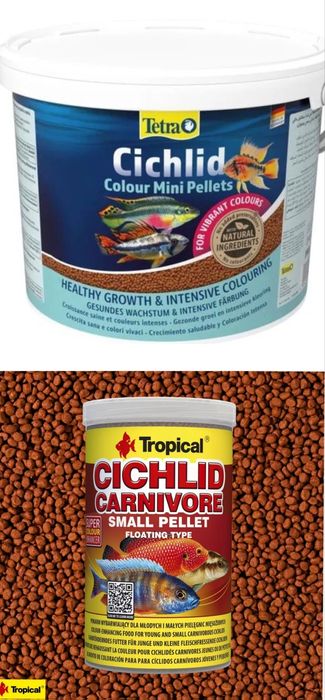 Tetra Cichlid Colour mini и Tropical Cichlid Carnivore Small Pellet