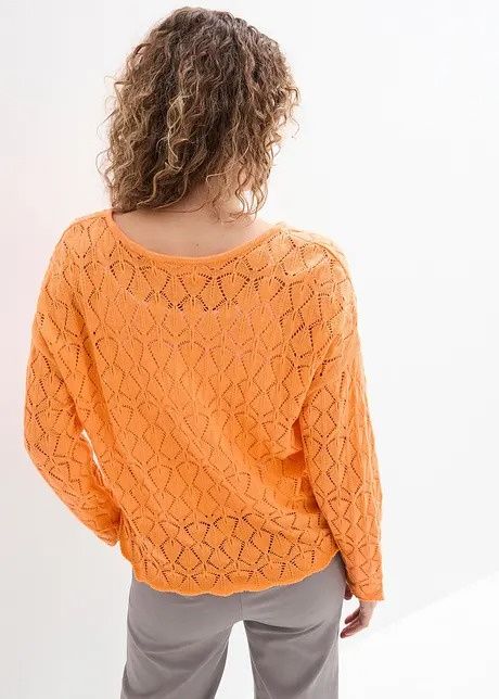 B.P.C sweter pomarańczowy ażurowy z lnem r.48/50