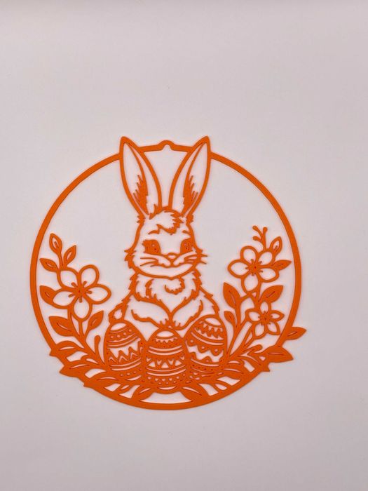 Dekoracja wielkanocna – zajączek z pisankami | ozdoba ścienna 3D