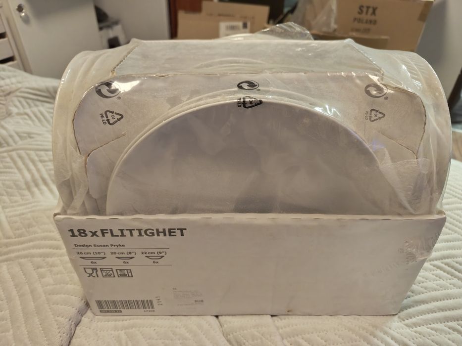 Zestaw talerzy IKEA FLITIGHET biały 18szt NOWY